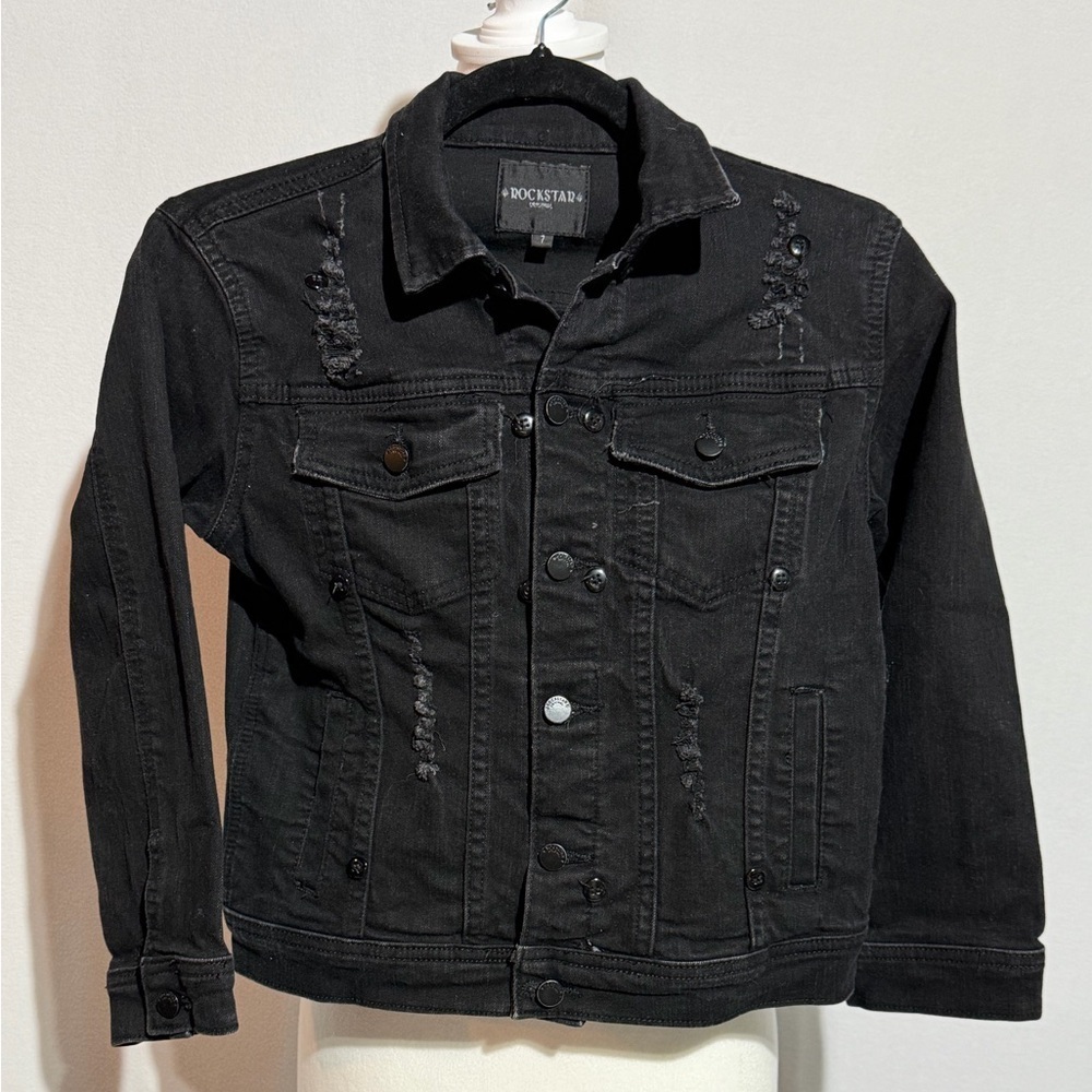 Rockstar Original Women’s Black Distressed Denim Jacket Size 7